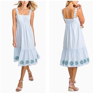 Southern Tide Boat Blue Sonya Seersucker Midi Dress size M